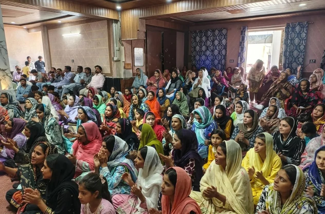 Congregation gathered in worship and fellowship at Church of Christ Assembly in Pakistan